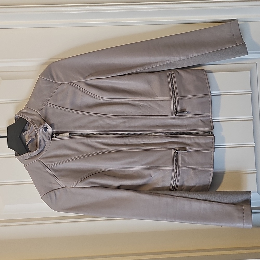 MAKE AN OFFER! Michael Kors Gray 100% Genuine Leather Biker Jacket